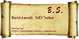 Bethlendi Sándor névjegykártya